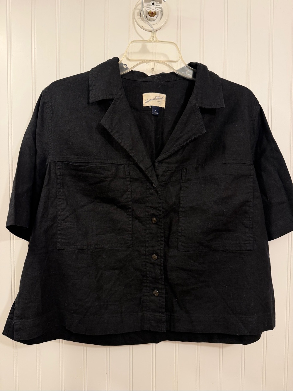 black linen oversized blouse